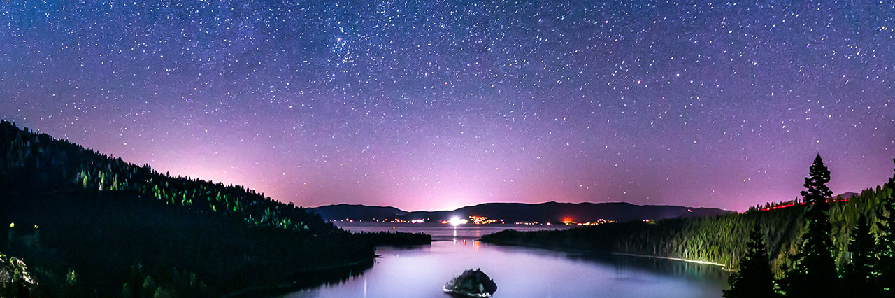 Night view of Lake Tahoe from Emerald Bay